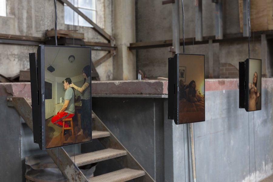 S.J Norman, 'Magna Mater', 2020. Installation view for the 22nd Biennale of Sydney (2020), Cockatoo Island. Commissioned by the Biennale of Sydney with generous support from John Wardle Architects. Performers: Lukás Avendaño, Maddee Clark, Dakota Comacho, Nicholas Galanin, Jack Grey, Tohil Fidel Brito Berbal, Ileini Kabalan, Gallermic Mabuse, S.J Norman, Ben Parangi, Joseph Pierce, Carly Sheppard, Javier Stell-Fresquez. Courtesy the artist. Photograph: Jessica Maurer.