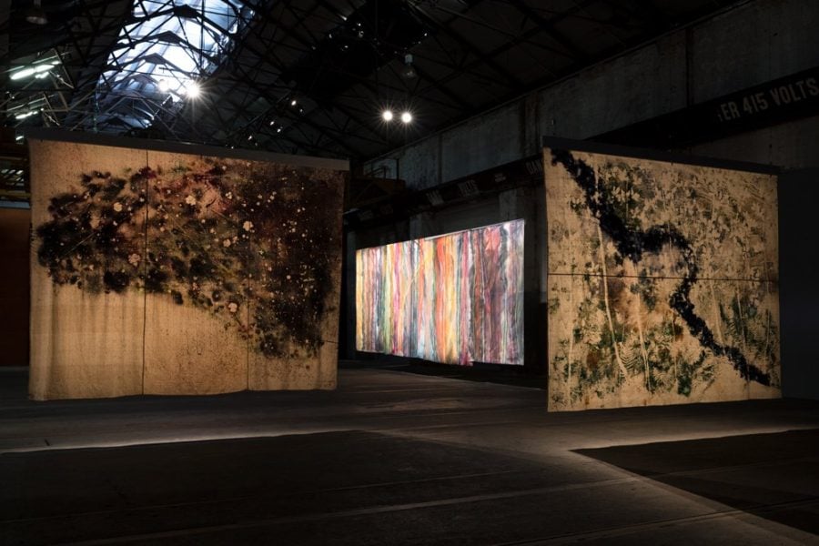 Sam Falls. Installation view of the 21st Biennale of Sydney (2018) at Carriageworks.