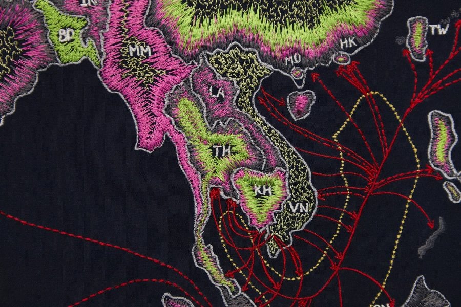Tiffany Chung, 'reconstructing an exodus history: boat trajectories, ports of first asylum and resettlement countries', 2017 (detail)