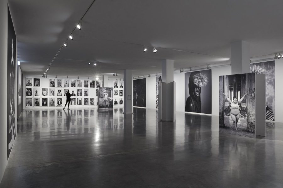 Left to Right: Zanele Muholi; 'Faces and Phases Selection', 2006-2019; 'Mellisa Mbambo, Durban, KwaZulu Natal', 2020; 'Zabantu I, Boston', 2016; 'MaID IV', 2018; and 'Sazi Jali, Durban, KwaZulu Natal', 2020. Installation view for the 22nd Biennale of Sydney (2020), Museum of Contemporary Art Australia. Presented at the 22nd Biennale of Sydney with generous assistance from the Sherman Foundation, and in partnership with PHOTO 2020. Public programming relating to this project was made possible with generous support from the Naomi Milgrom Foundation. Courtesy the artist; Stevenson, Cape Town/Johannesburg; and Yancey Richardson, New York. Copyright © Zanele Muholi. Photograph: Zan Wimberley.