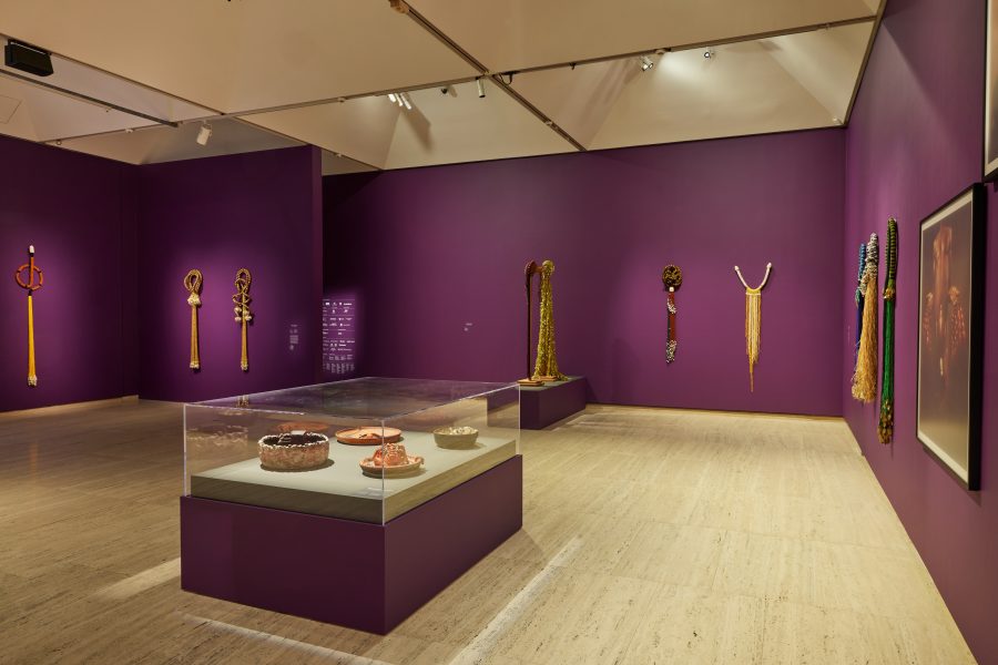 Left to right: Nádia Taquary, Dinka Exu, 2019; AG01, 2022/2023; AG03, 2022/2023. Courtesy of Paulo Darzé Galeria © Nádia Taquary. Francisco Toledo, S/T de la serie Duelo #1-4, 2015. Courtesy of Francisco Toledo AC. Presentation at the 24th Biennale of Sydney was made possible with generous support from a grant from Open Society Foundations. Nádia Taquary, EG05, 2021; EG03, 2021. Courtesy of Paulo Darzé Galeria. Dinka Yansã, 2018. Courtesy private collection. Dinka Iroko, 2019. Courtesy of Paulo Darzé Galeria. Dinka Yemanjá, 2017. Courtesy of Paulo Darzé Galeria. Dinka Obaluaê, 2018. Courtesy private collection (Abomei). Dinka Ossain, 2018. Courtesy of Paulo Darzé Galeria. © Nádia Taquary. Installation view, 24th Biennale of Sydney, Ten Thousand Suns, 2024, Art Gallery of New South Wales. Photograph: Christopher Snee.
