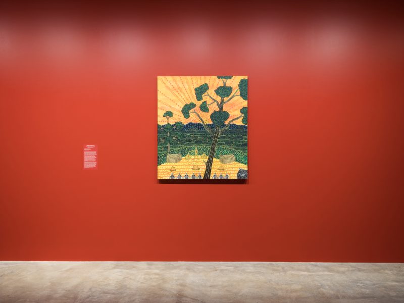 Robert Campbell Jnr, Aboriginal Camp at Sunset, 1988. Courtesy of Roslyn Oxley9 Gallery, Sydney and the Wesfarmers Collection of Australian Art, Boorloo/Perth © the artist and Roslyn Oxley9 Gallery, Sydney. Installation view, 24th Biennale of Sydney, Ten Thousand Suns, 2024, Museum of Contemporary Art. Photograph: Hamish McIntosh.