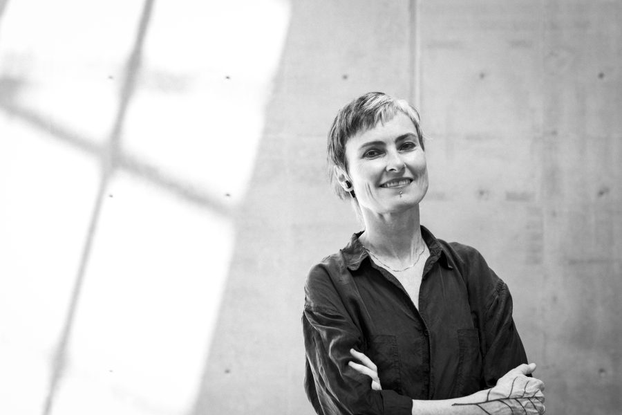 Portrait of writer Fiona Kelly McGregor shot at Carriageworks