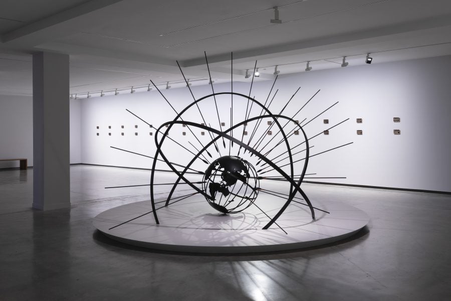 Warraba Weatherall, InstitutionaLies, 2017/2025, steel, iron and cotton thread, 260 x 300 x 300cm. Installation view as part of Shadow and Substance, Museum of Contemporary Art Australia, Sydney (2025). Photograph: Jessica Maurer. Courtesy of the artist, Museum of Contemporary Art Australia and Milani Gallery, Brisbane.