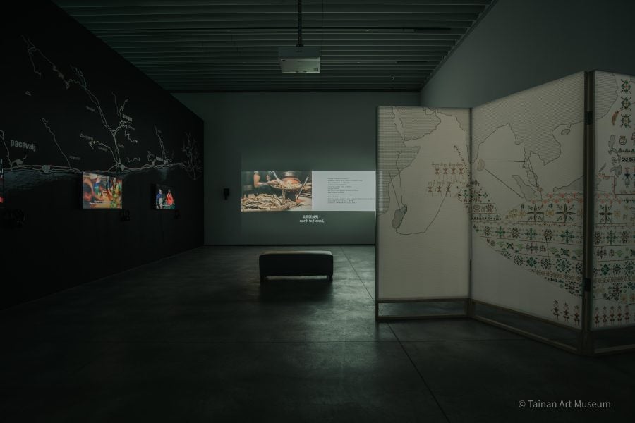 Chang En Man, Snail Dishes Interview Program: Highway No. 9 (2013), Snail Paradise (2019), Snail Paradise Trilogy: Setting Sail or Final Chapter (2021) (detail) (From the Snail series), 2013-2021, mixed media, dimensions variable. Photograph: courtesy of the artist and Tainan Art Museum.