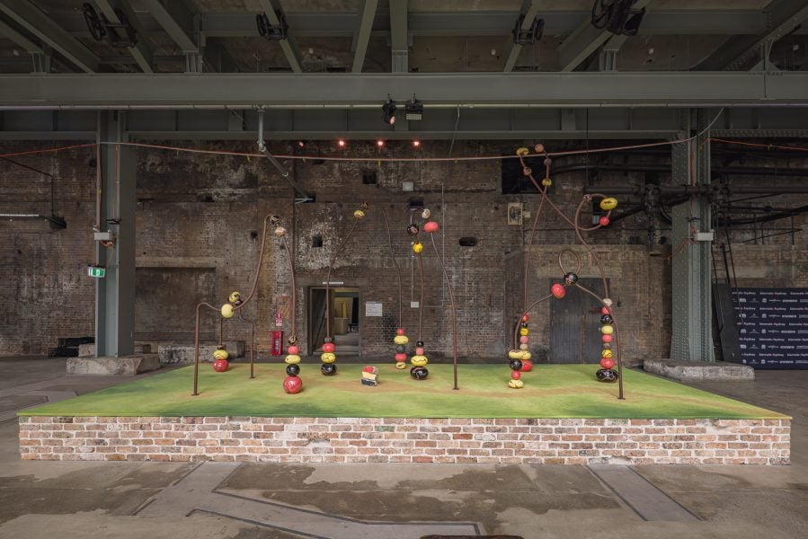 Dennis Golding, Connecting Back, 2026. Commissioned by the Biennale of Sydney with generous support from Fondation Opale, Create NSW and Australian National University. Courtesy of the artist © Dennis Golding. Installation view, 25th Biennale of Sydney, Rememory, 2026, White Bay Power Station. Photograph: Document Photography