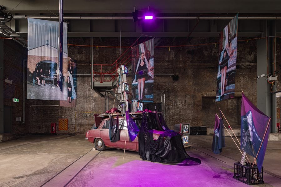 Marian Abboud, Sister +++++ Familial Formations III, 2026. Commissioned by the Biennale of Sydney. Courtesy of the artist © Marian Abboud. Installation view, 25th Biennale of Sydney, Rememory, 2026, White Bay Power Station. Photograph: Document Photography. 