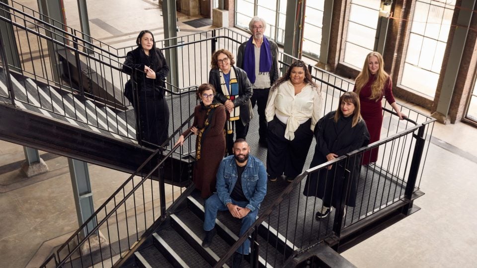 Image (L to R): Marian Abboud, Paula Abood, Merilyn Fairskye, Dennis Golding, Michiel Dolk, Carmen Glynn-Braun, Hoor Al Qasmi, Claudia Chidiac. Photograph: Daniel Boud