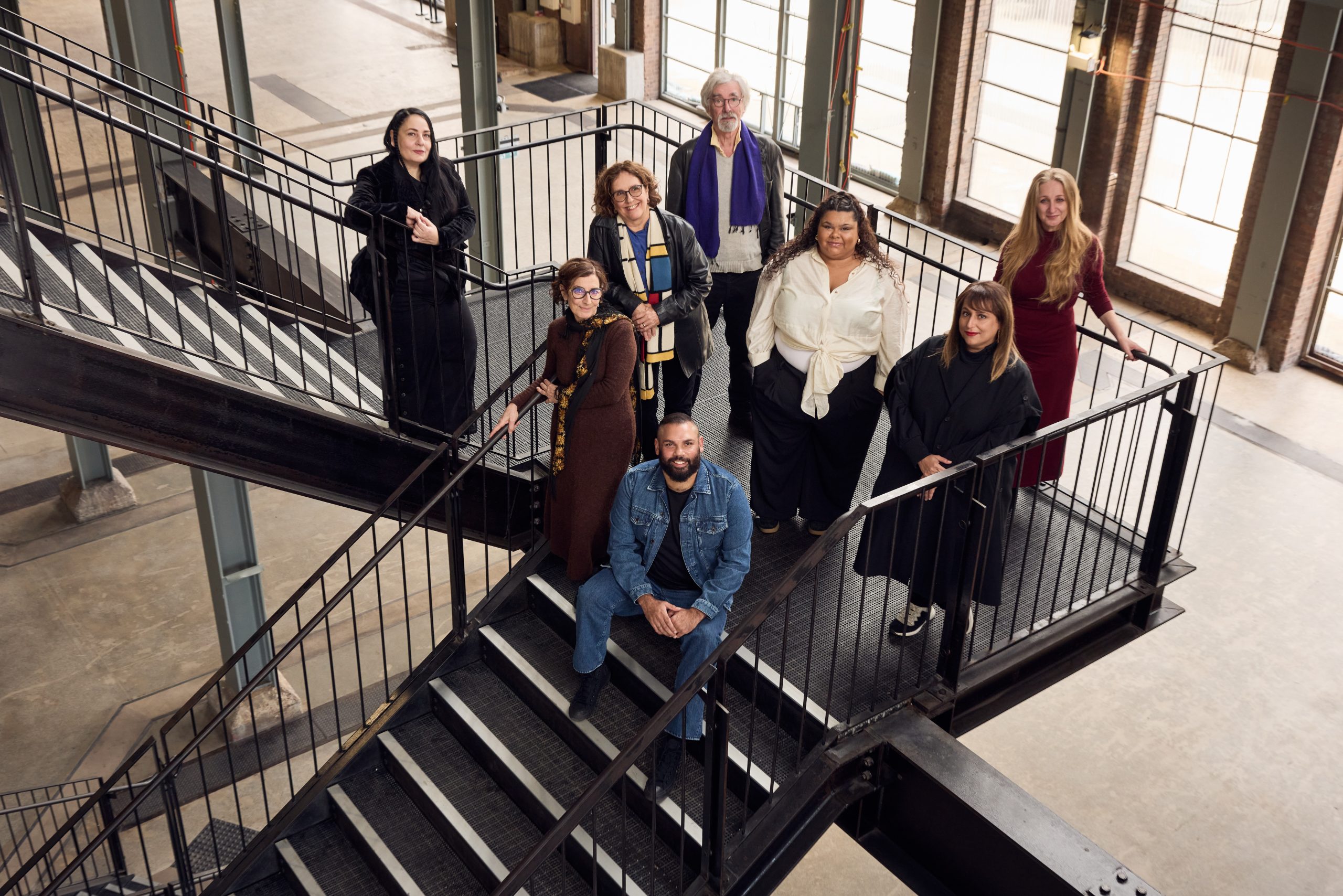 Image (L to R): Marian Abboud, Paula Abood, Merilyn Fairskye, Dennis Golding, Michiel Dolk, Carmen Glynn-Braun, Hoor Al Qasmi, Claudia Chidiac. Photograph: Daniel Boud