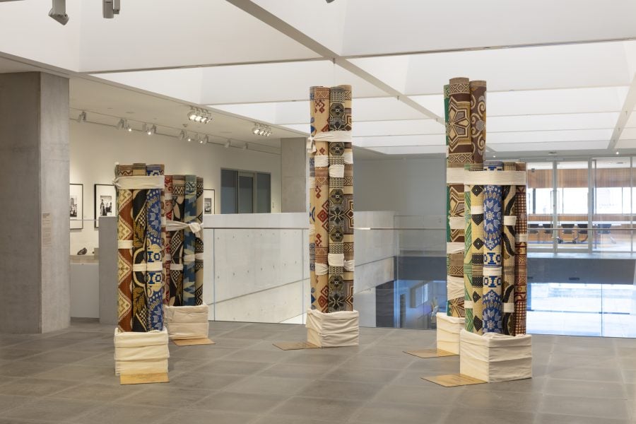DAAR (DECOLONIZING ARCHITECTURE ART RESEARCH), ḥaṣīra (حصیرة): Framing and Unframing, 2026. Commissioned by the Biennale of Sydney and Rubaiya Qatar, Qatar Museums with generous support from Alserkal Arts Foundation. Courtesy of the artist © DAAR (DECOLONIZING ARCHITECTURE ART RESEARCH). Installation view, 25th Biennale of Sydney, Rememory, 2026, Chau Chak Wing Museum. Photograph: David James. 