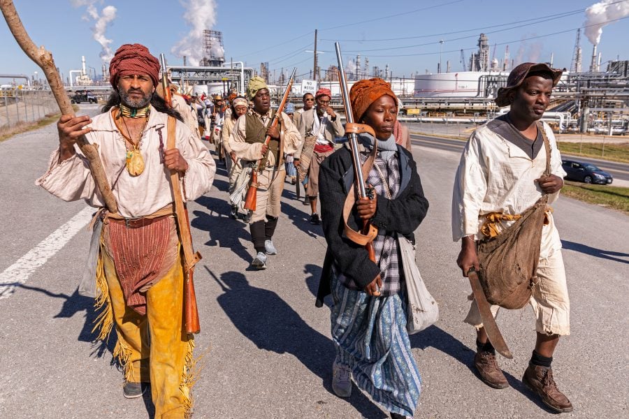 Dread Scott, Slave Rebellion Reenactment (detail) (from the xx series), 2019, community engaged performance, 34 hour duration. Photograph: Soul Brother. Courtesy of the artist and Cristin Tierney Gallery, New York. Copyright © Dread Scott