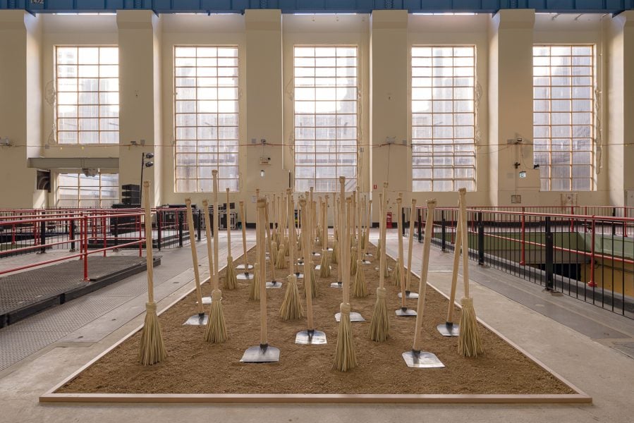 Ángel Poyón, The hand, the foot of our brooms, The hand, the foot of our hoe / our hoes, 2025. 
Commissioned by the Biennale of Sydney and the Fondation Cartier pour l'art contemporain Courtesy 
of the artist © Ángel Poyón. Installation view, 25th Biennale of Sydney, Rememory, 2026, White Bay 
Power Station. Photograph: Document Photography

