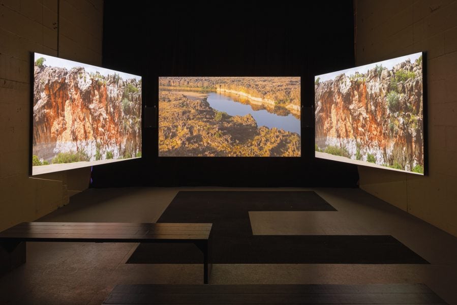 Natalie Davey, A Nightscape, 2025. Commissioned by the Biennale of Sydney with assistance from Tura. Courtesy of the artist © Natalie Davey. Installation view, 25th Biennale of Sydney, Rememory, 2026, White Bay Power Station. Photograph: Document Photography.  