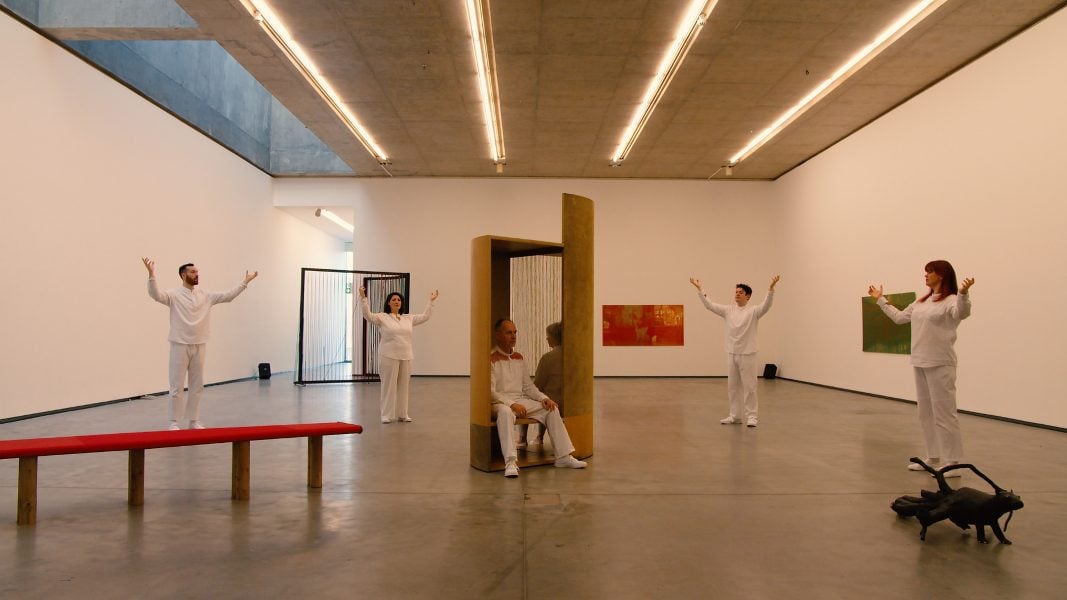 Niamh McCann, Hairline Crack (Video still), Performing in someone decides, hawk or dove, The MAC, Belfast, 2024, Single channel video work, stereo sound, 36mins 45secs. Supported by the Arts Council of Ireland, Solstice Arts Centre, the MAC Belfast. Courtesy of the artist and Green On Red Gallery © Niamh McCann 