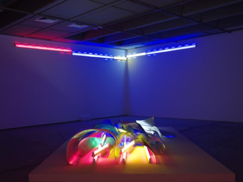 Peter Kennedy, Luminal Sequences, 1971, neon, fluorescent tubes, rolled metal, dimensions variable. Collection of the Art Gallery of New South Wales. Photograph: Carl Warner. Courtesy of the artist and Milani Gallery. 